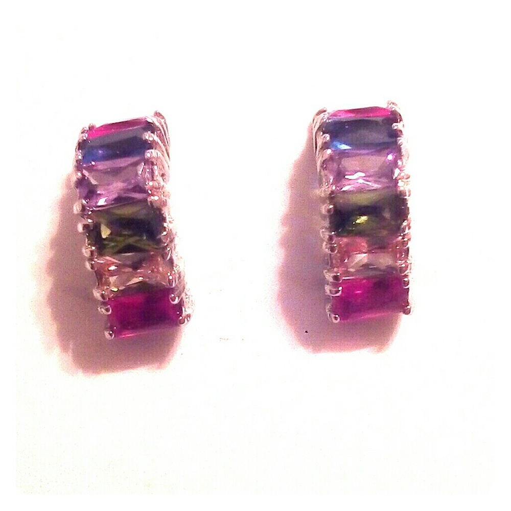New directions multi colored rhinestone earrings